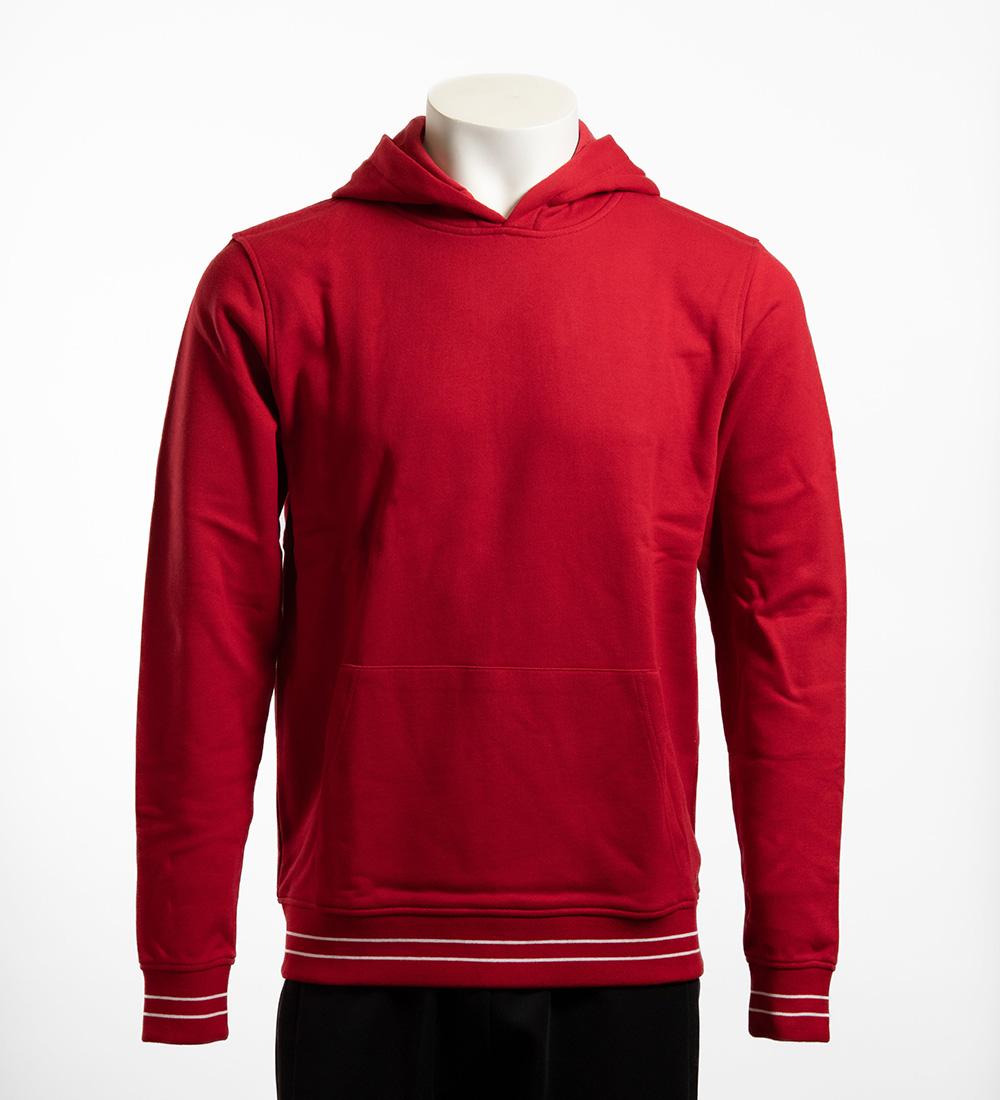 Red and white hoodie